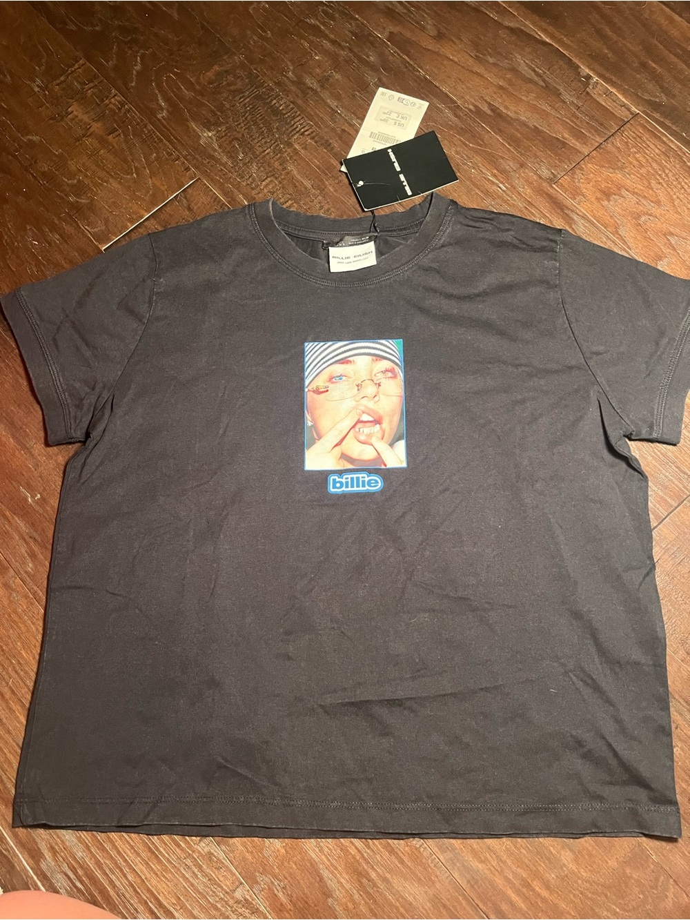 ZARA! BILLIE EILISH semi cropped Graphic Black T-Shirt